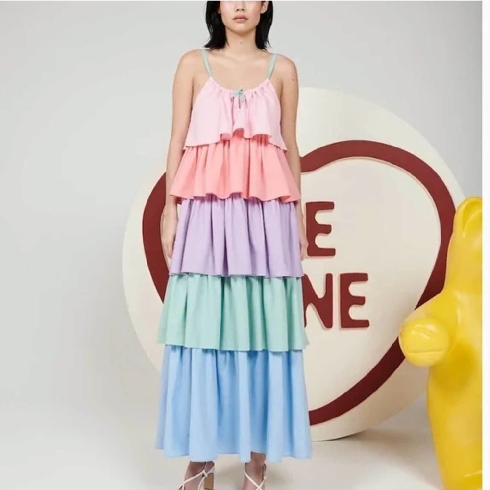 NWT Olivia Rubin Pastels Tiered‎ Sleeveless Maxi Dress Size 6